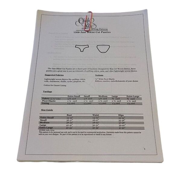 Vintage Re Make 1309 Jane Bikini Cut Panties Sewing Pattern - Picture 1 of 5